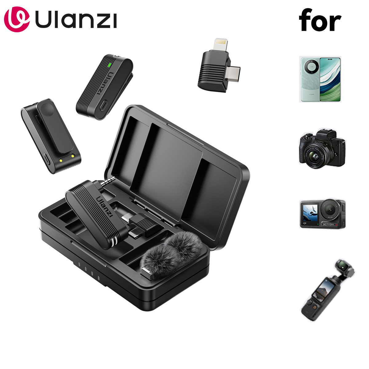 Photography Xiaomi - Ulanzi A100 Microphone Smartphone Wireless Lavalier