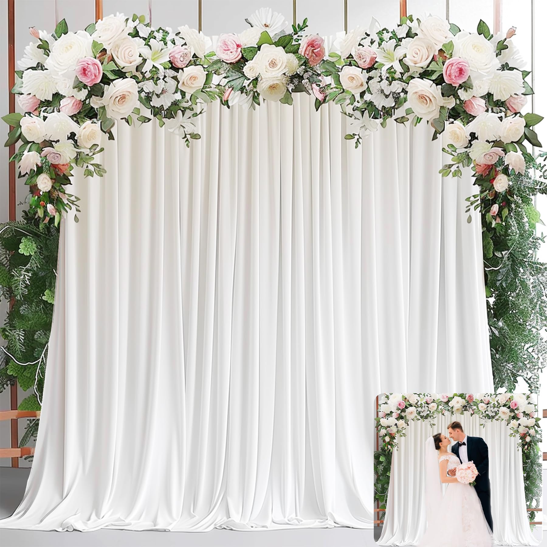 Photography Wedding - White Backdrop Curtains for Parties -