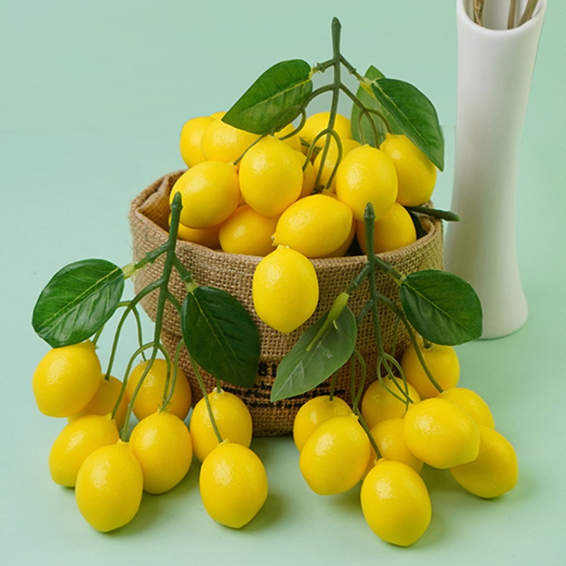 Photography Yellow - Artificial Lemons String, Vivid Faux Lemon