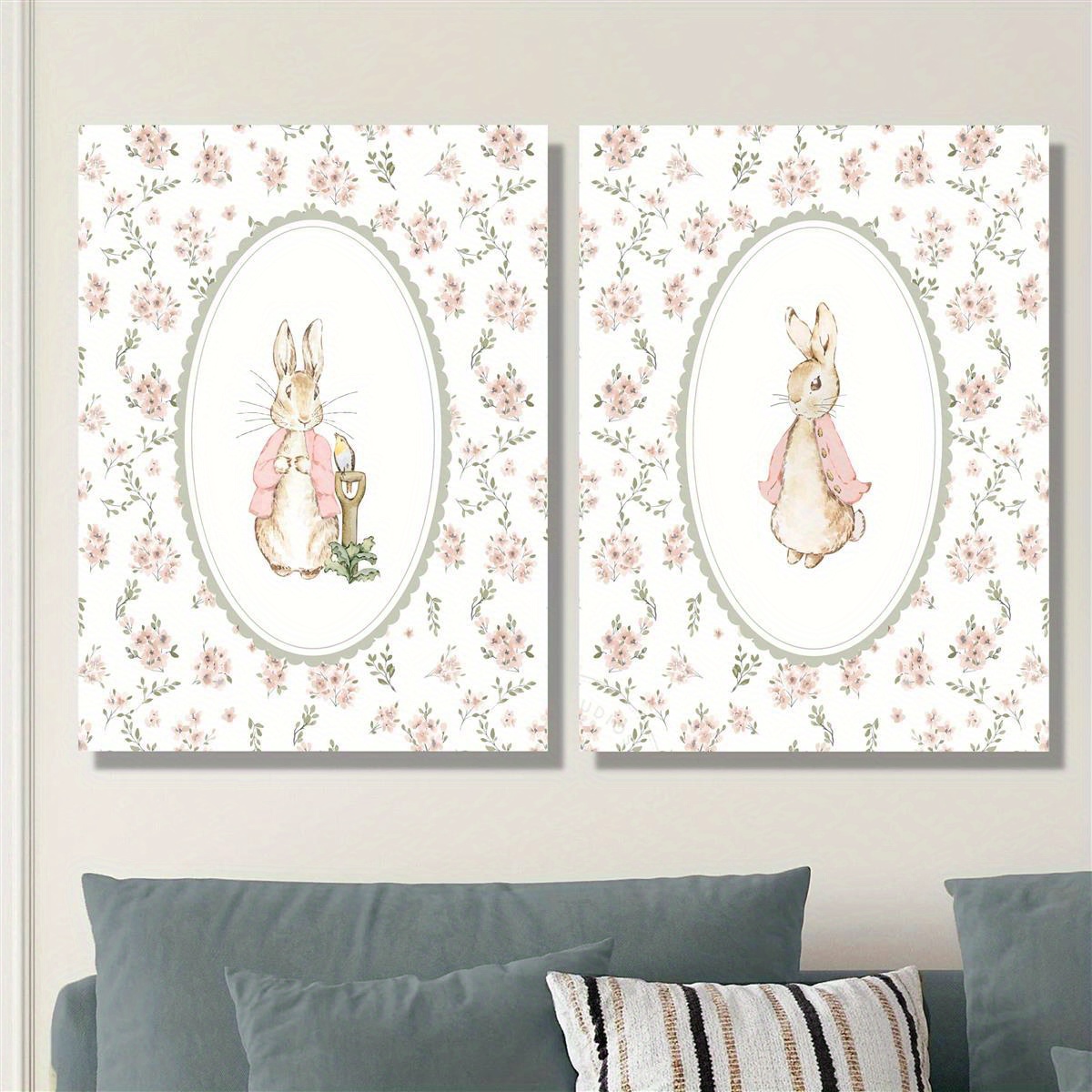 Photography Types - 2pcs Retro Easter Rabbit Canvas Print