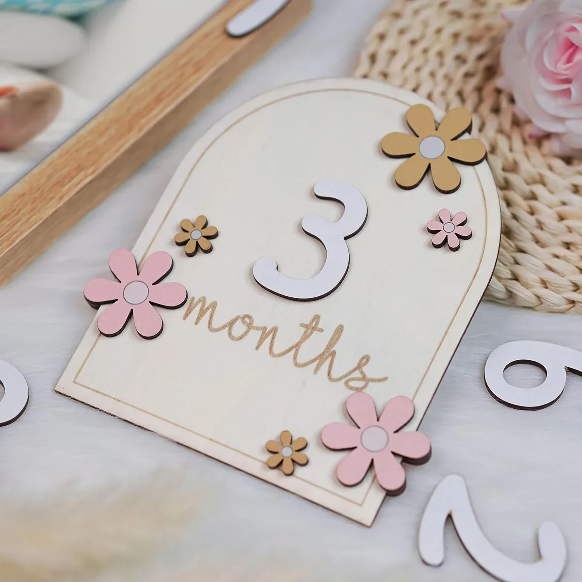 Wooden Baby Monthly Milestone  - Photography Still Life review and price