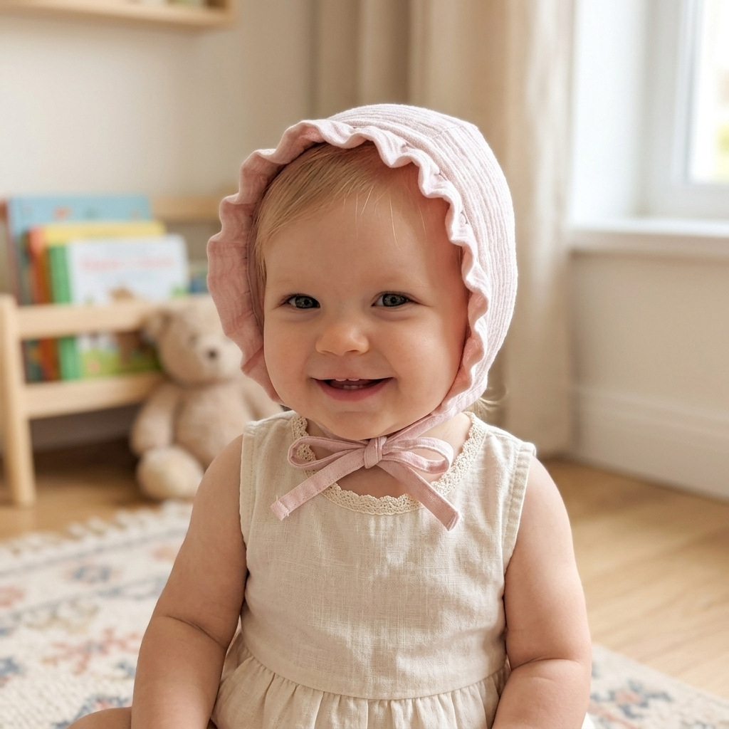 Soft Muslin Baby Bonnet Ruffle - Photography Still Life review and price