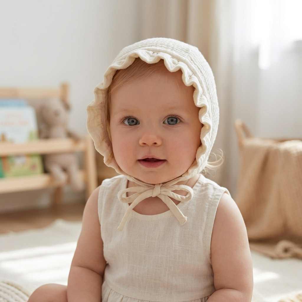 Soft Muslin Baby Bonnet Ruffle - Photography Still Life review and price