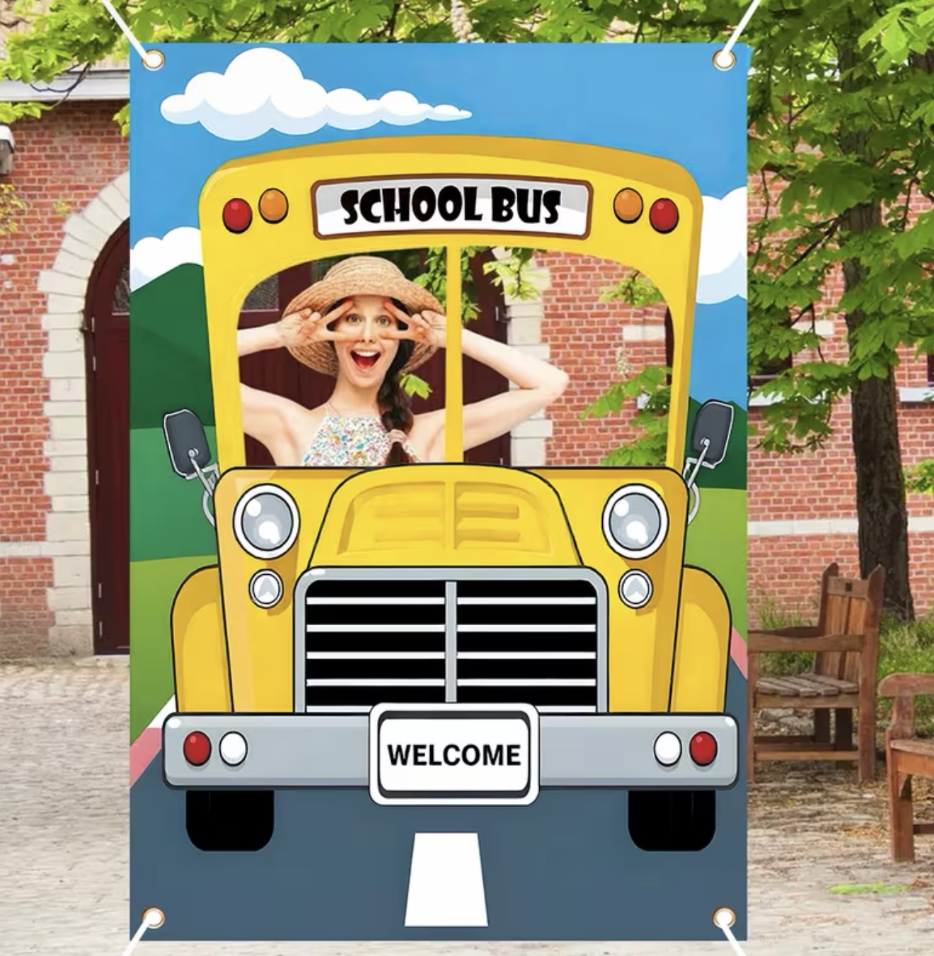 Yellow School Bus Selfie Frame - Photography Yellow review and price