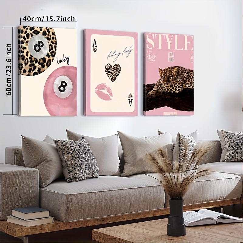3pcs Leopard Cheetah Canvas Wa - Photography Types review and price
