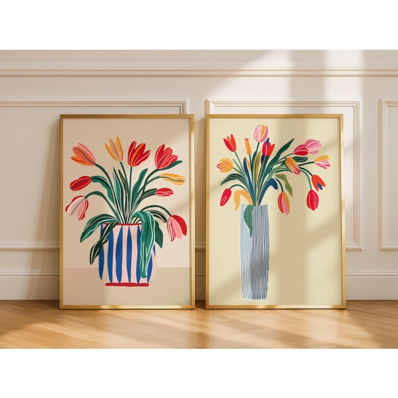 2pcs Tulip Flowers Canvas Wall - Photography Types review and price