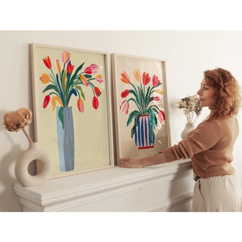 2pcs Tulip Flowers Canvas Wall - Photography Types review and price