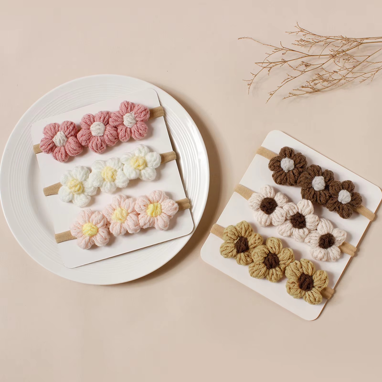 3pcs Wool Flower Baby Headband - Photography Still Life review and price