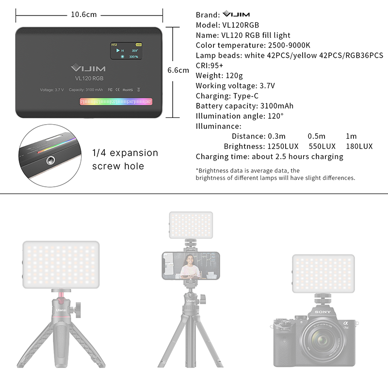 Ulanzi VL120 RGB Camera Video  - Photography Bulb review and price